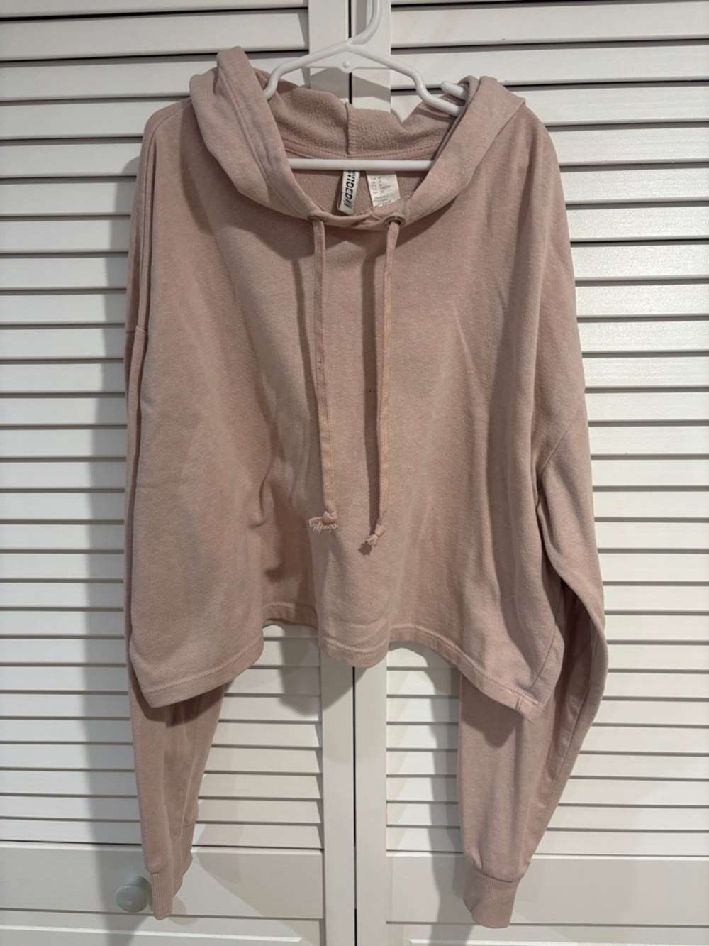 Divided Cropped Hoodie Sweater - Blush Pink
